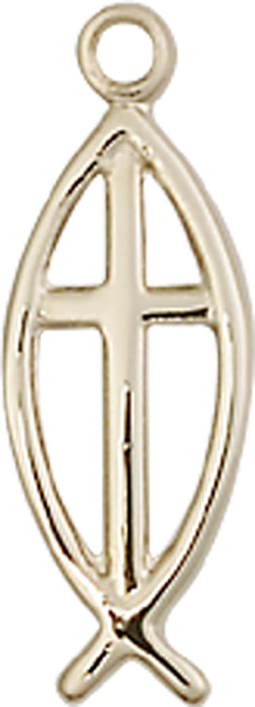 14kt Gold Fish Cross Medal