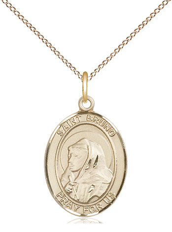 14kt Gold Filled Saint Bruno Pendant on a 18 inch Gold Filled Light Curb chain