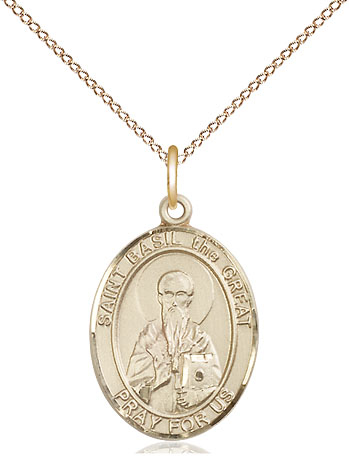14kt Gold Filled Saint Basil the Great Pendant on a 18 inch Gold Filled Light Curb chain