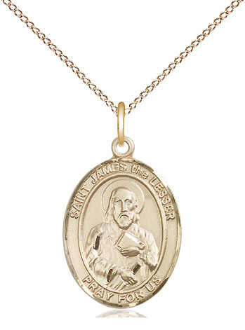 14kt Gold Filled Saint James the Lesser Pendant on a 18 inch Gold Filled Light Curb chain