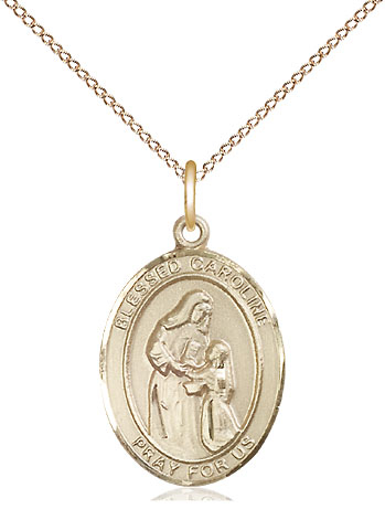 14kt Gold Filled Blessed Caroline Gerhardinger Pendant on a 18 inch Gold Filled Light Curb chain