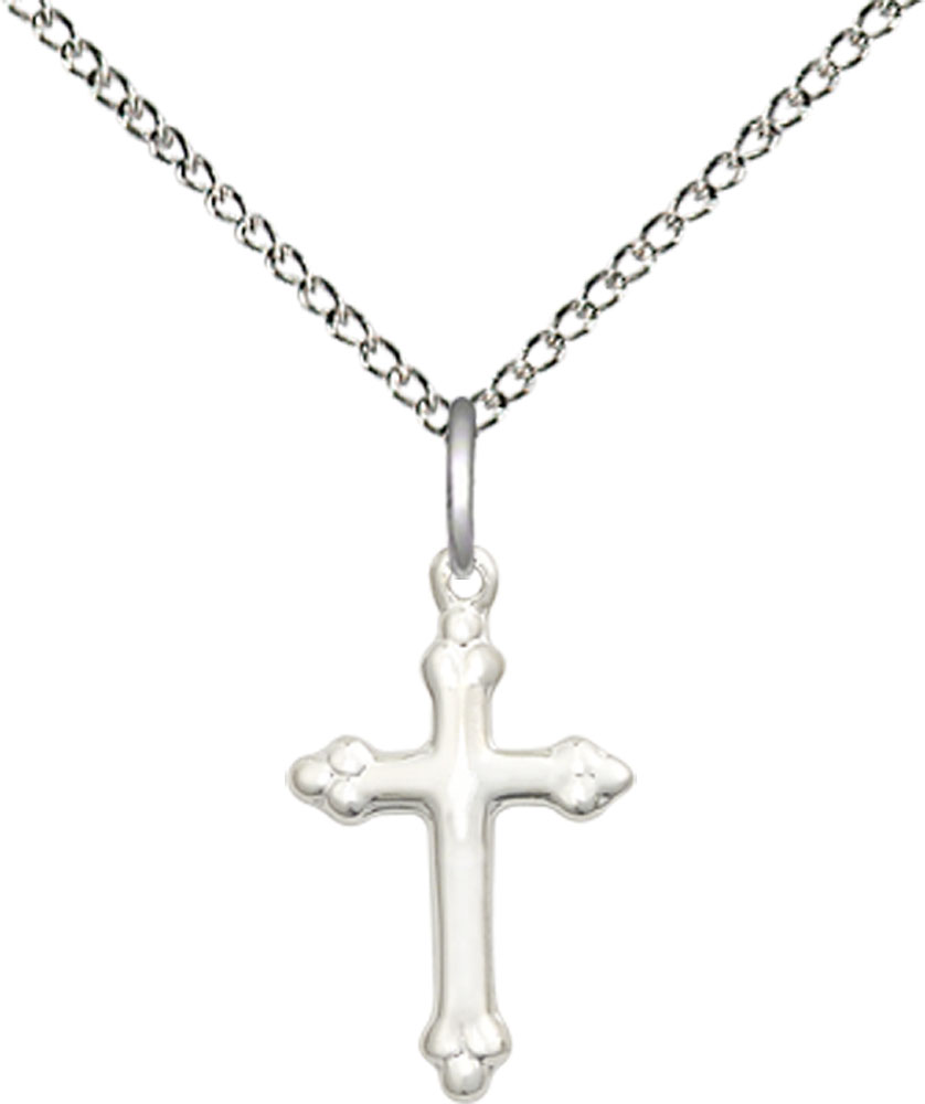 Sterling Silver Cross Pendant on a 18 inch Sterling Silver Light Curb chain