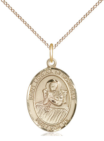 14kt Gold Filled Saint Lidwina of Schiedam Pendant on a 18 inch Gold Filled Light Curb chain