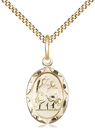 14kt Gold Filled Saint Raphael Pendant on a 18 inch Gold Plate Light Curb chain