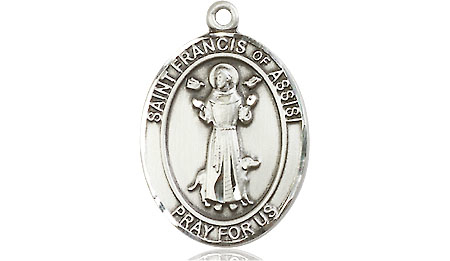 Sterling Silver Saint Francis of Assisi Medal - With Box