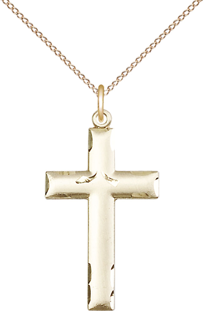 14kt Gold Filled Cross Pendant on a 18 inch Gold Filled Light Curb chain