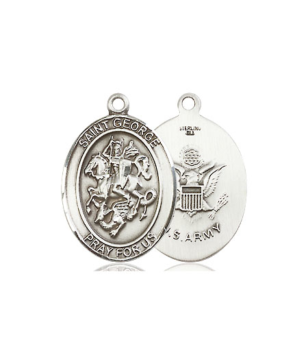 Sterling Silver Saint George Army Medal