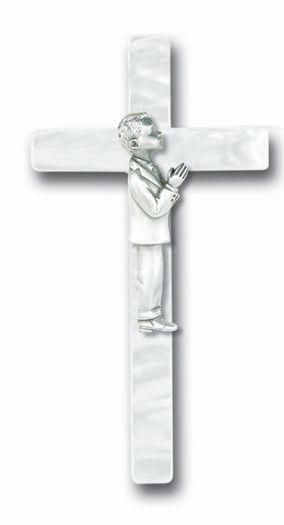 7&quot; Pearlized Communion Cross Boy - Communion