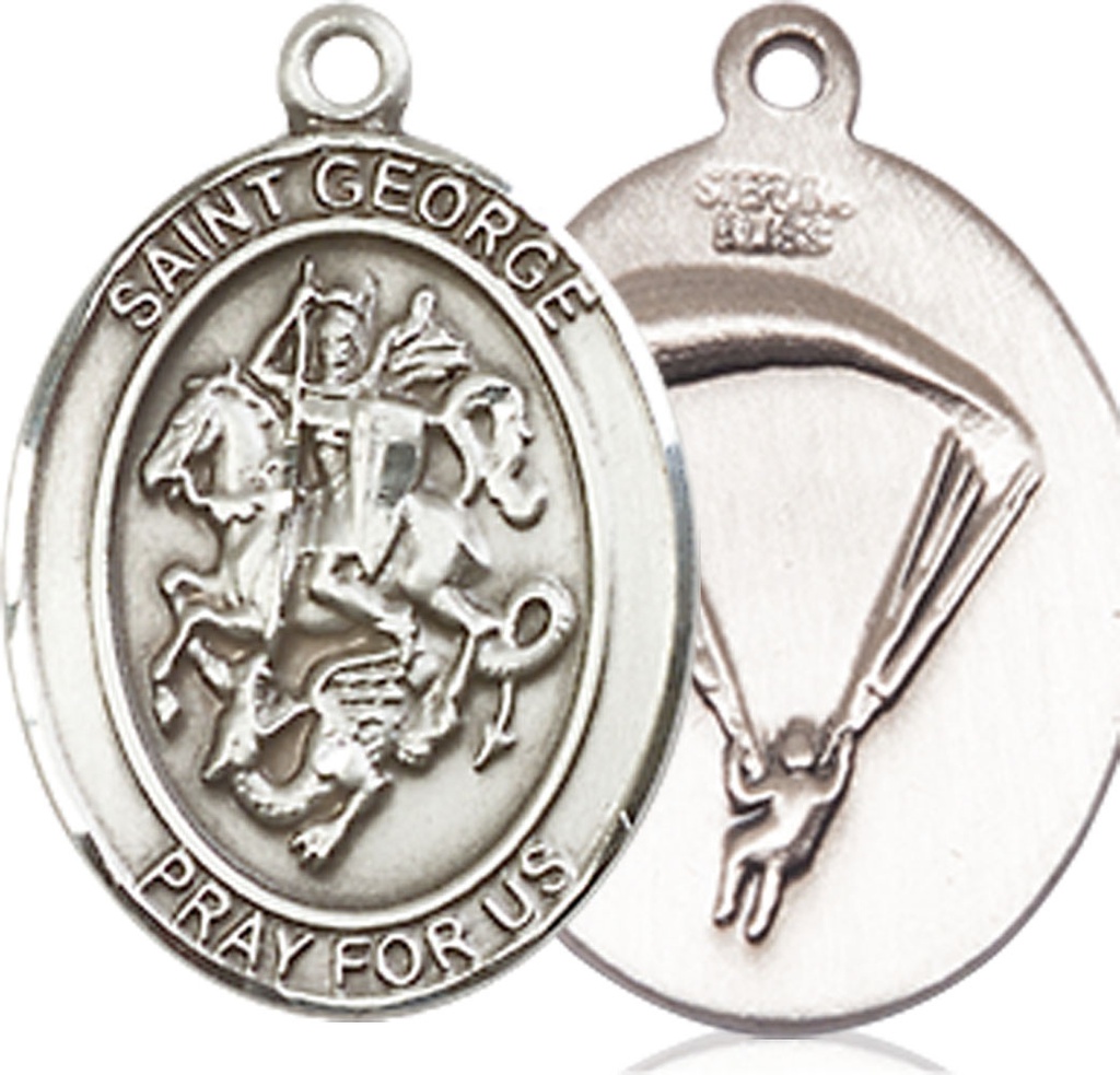 Sterling Silver Saint George Paratrooper Medal