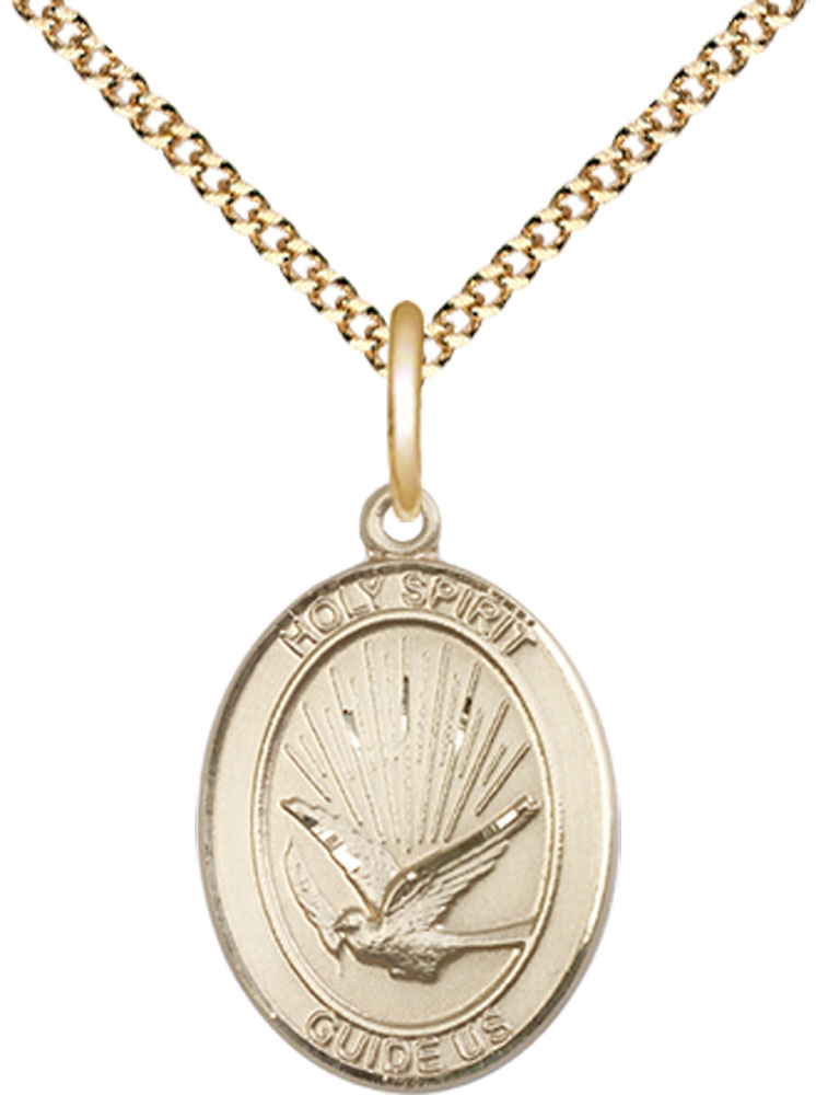 14kt Gold Filled Holy Spirit Pendant on a 18 inch Gold Plate Light Curb chain