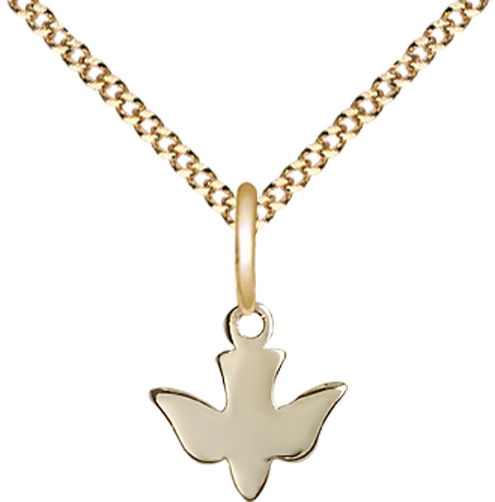 14kt Gold Filled Holy Spirit Pendant on a 18 inch Gold Plate Light Curb chain