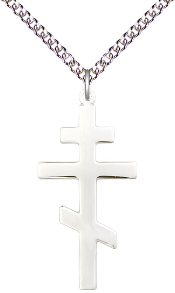 Sterling Silver Saint Andrew Pendant on a 24 inch Sterling Silver Heavy Curb chain