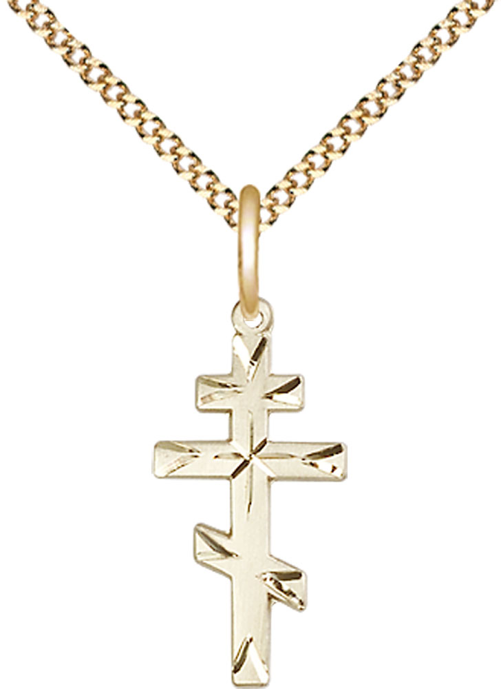14kt Gold Filled Saint Andrew Cross Pendant on a 18 inch Gold Plate Light Curb chain
