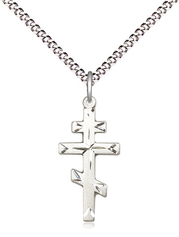 Sterling Silver Saint Andrew Cross Pendant on a 18 inch Light Rhodium Light Curb chain
