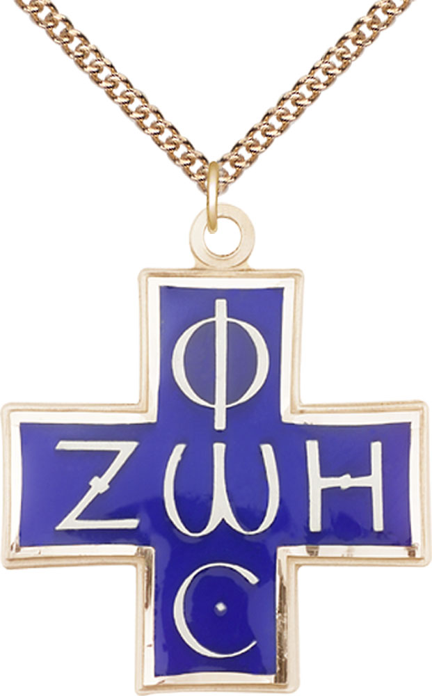 14kt Gold Filled Light &amp; Life Pendant on a 24 inch Gold Filled Heavy Curb chain