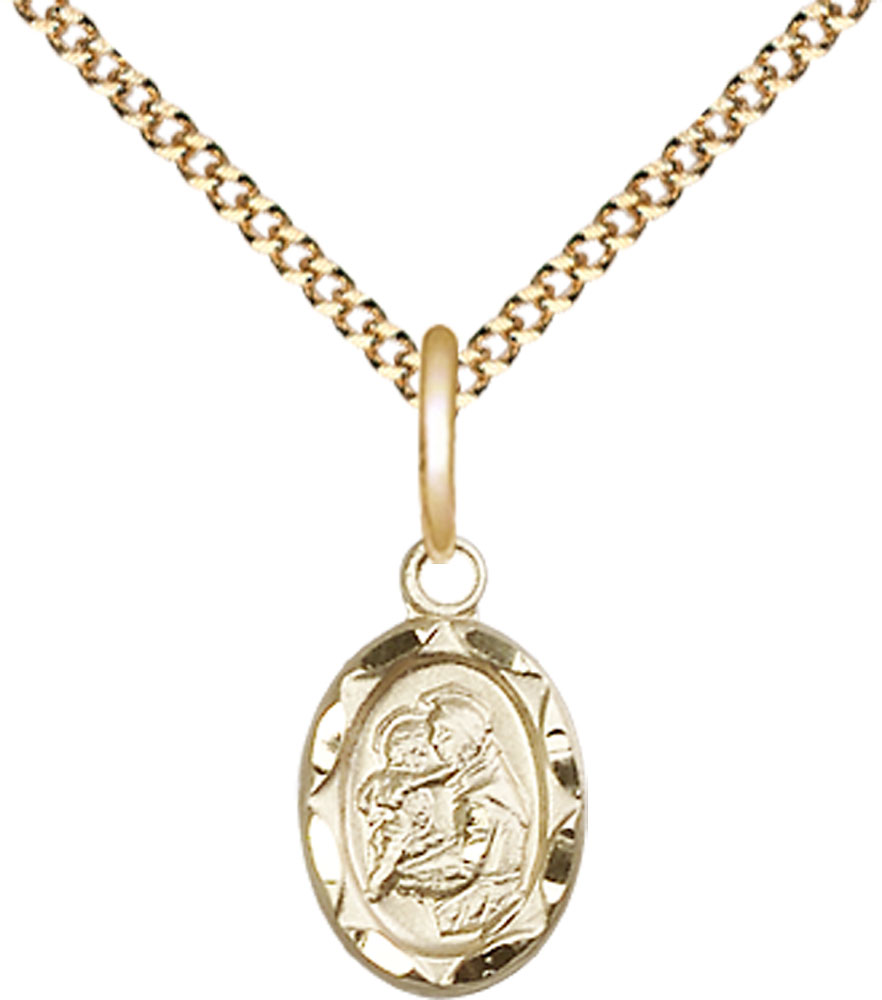 14kt Gold Filled Saint Anthony Pendant on a 18 inch Gold Plate Light Curb chain