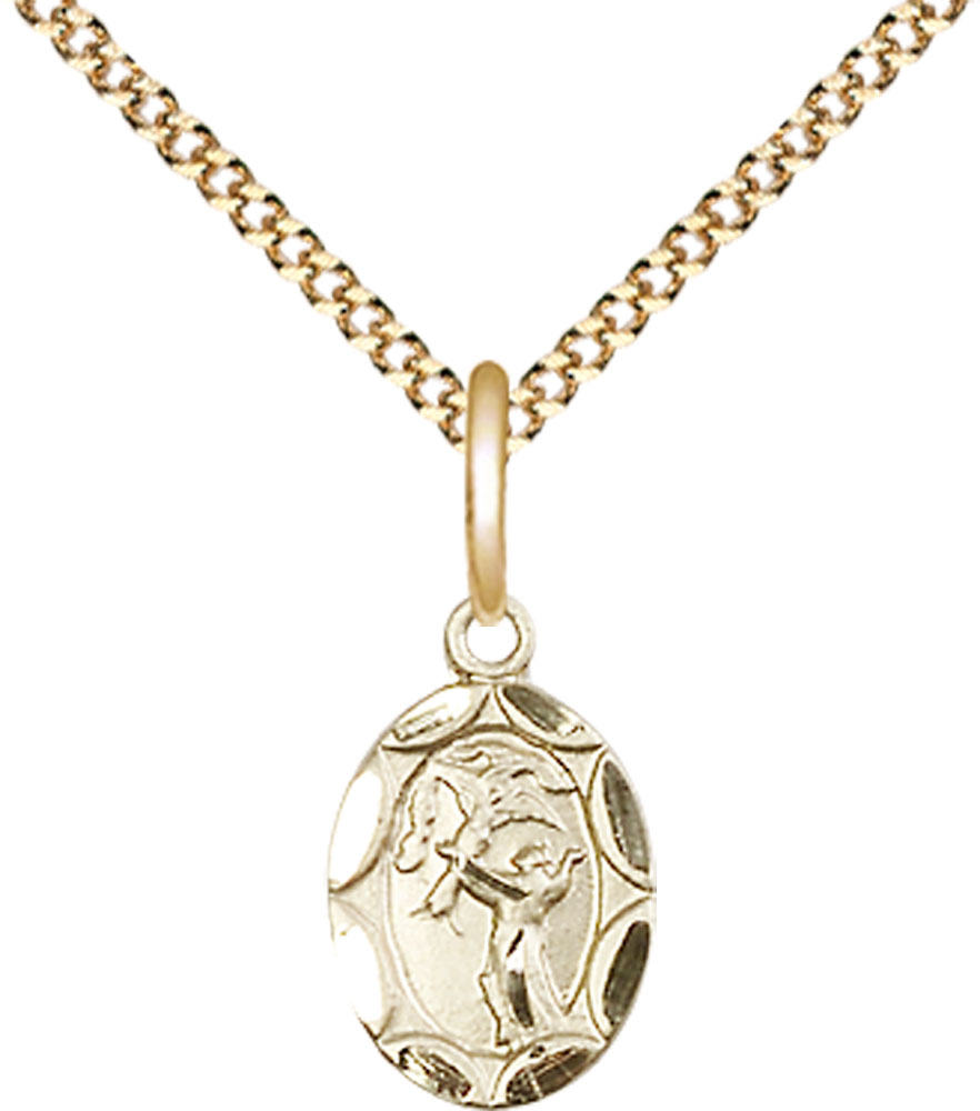 14kt Gold Filled Saint Francis Pendant on a 18 inch Gold Plate Light Curb chain