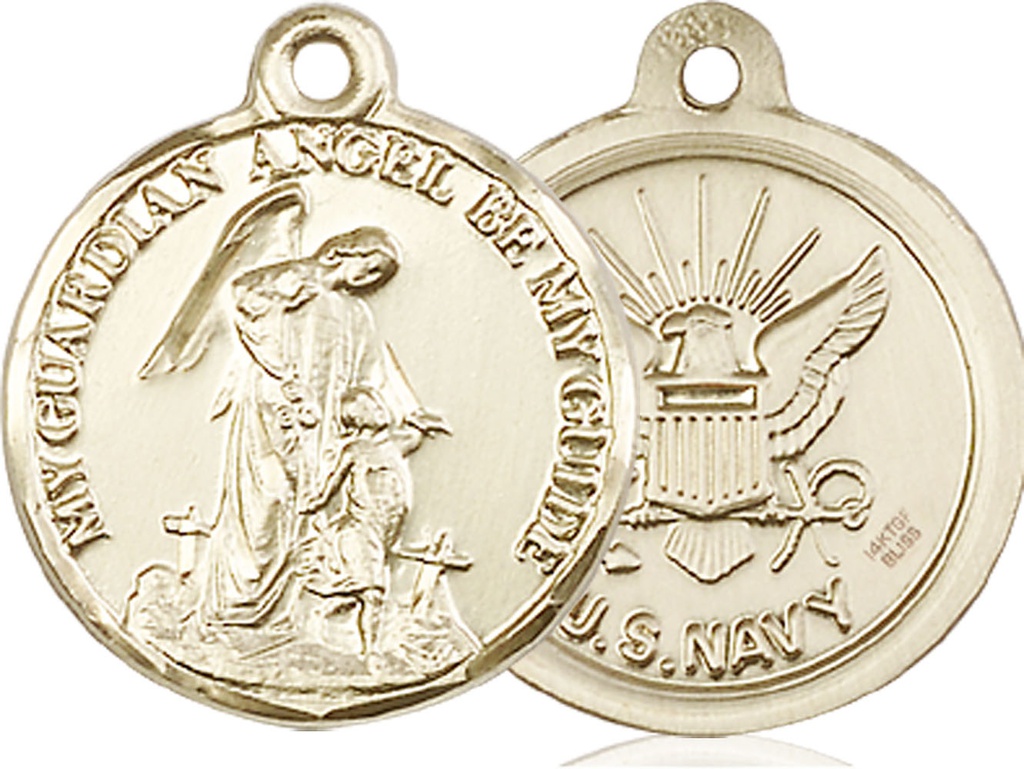 14kt Gold Filled Guardian Angel Navy Medal