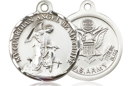 Sterling Silver Guardian Angel Army Medal