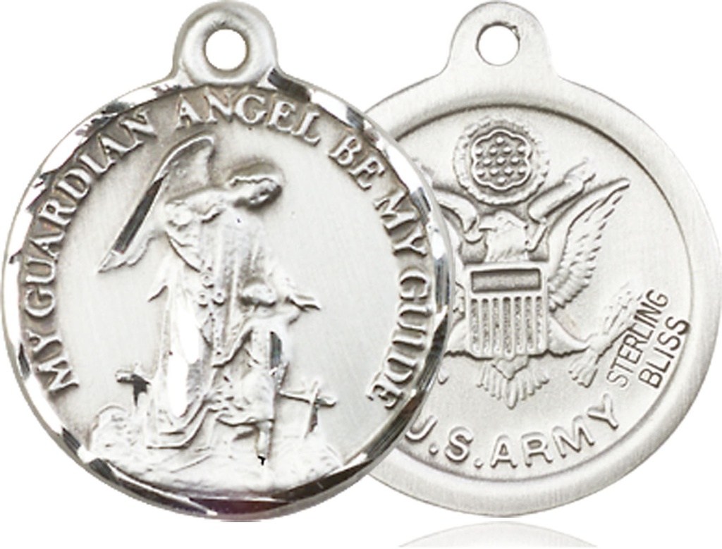Sterling Silver Guardian Angel Army Medal