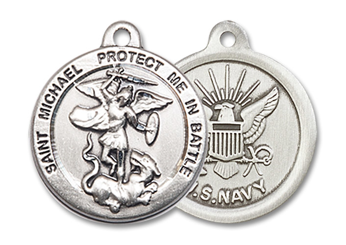 Sterling Silver Saint Michael Navy Medal