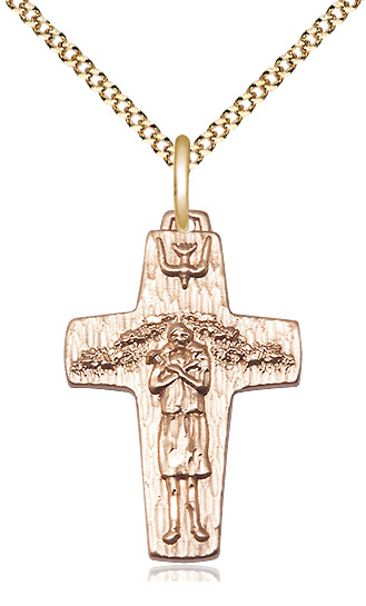 14kt Gold Filled Papal Crucifix Pendant on a 18 inch Gold Plate Light Curb chain