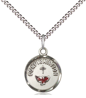 Sterling Silver Confirmation Pendant on a 18 inch Light Rhodium Light Curb chain