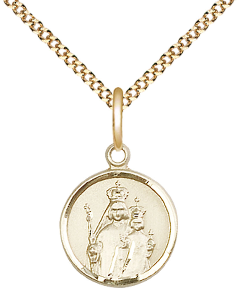 14kt Gold Filled Our Lady of Consolation Pendant on a 18 inch Gold Plate Light Curb chain