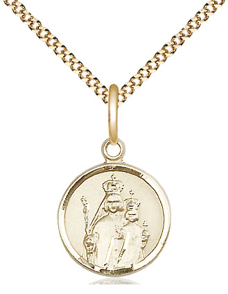 14kt Gold Filled Our Lady of Consolation Pendant on a 18 inch Gold Plate Light Curb chain