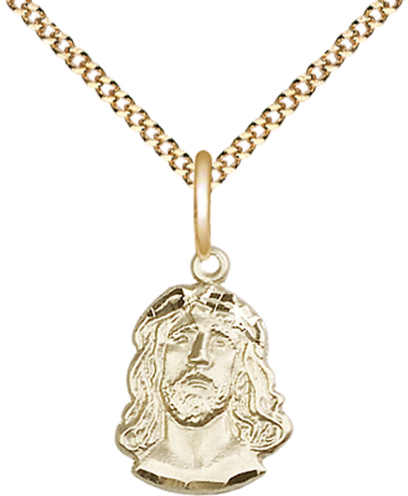 14kt Gold Filled Ecce Homo Pendant on a 18 inch Gold Plate Light Curb chain