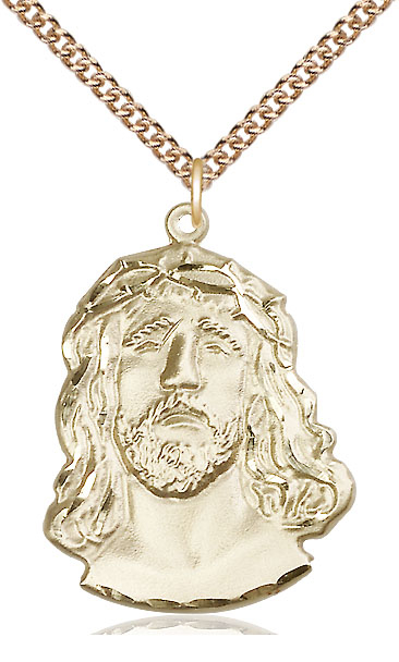 14kt Gold Filled Ecce Homo Pendant on a 24 inch Gold Filled Heavy Curb chain