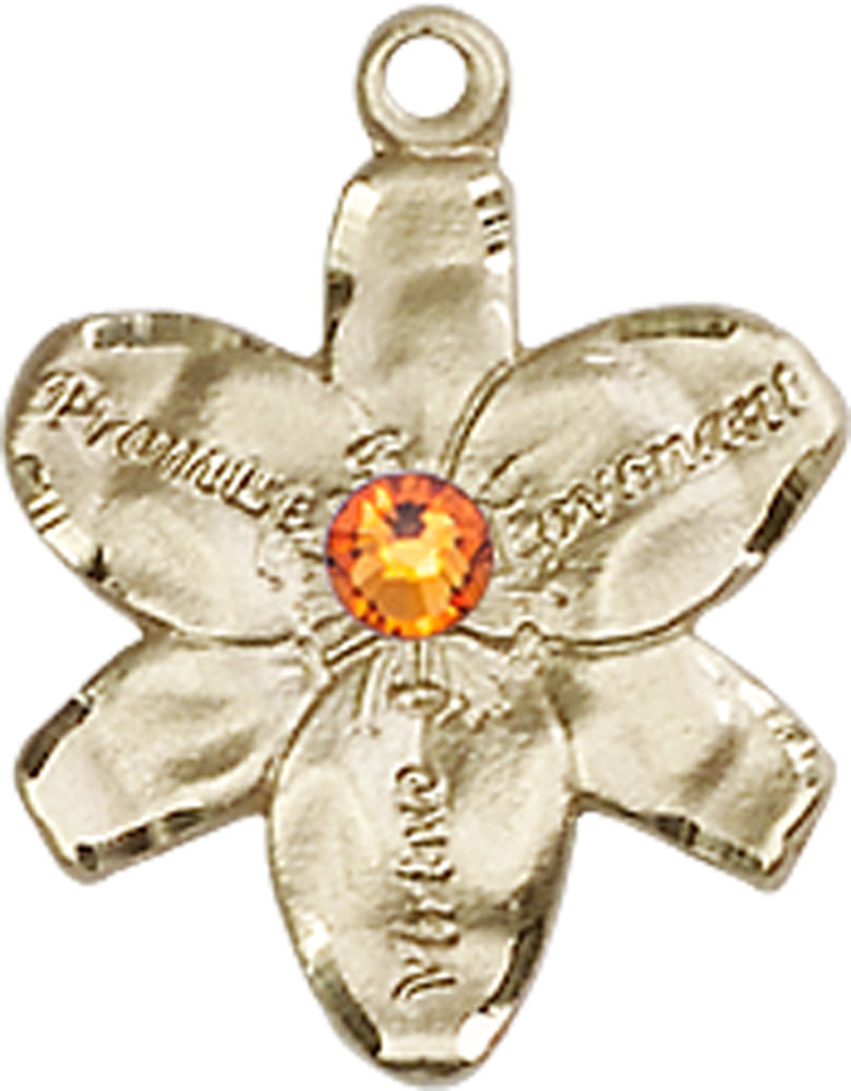 14kt Gold Filled Chastity Medal with a 3mm Topaz Swarovski stone