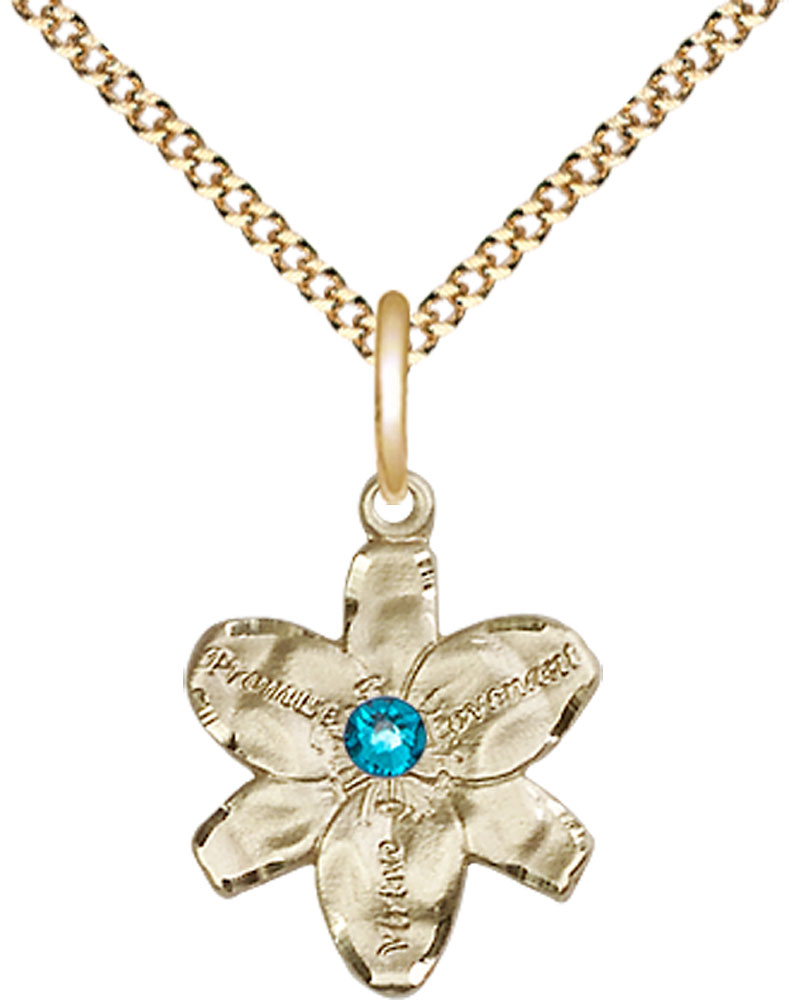14kt Gold Filled Chastity Pendant with a 3mm Zircon Swarovski stone on a 18 inch Gold Plate Light Curb chain