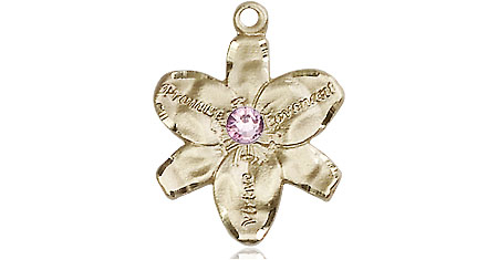 14kt Gold Filled Chastity Medal with a 3mm Light Amethyst Swarovski stone