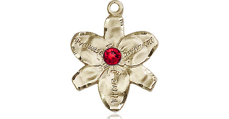 14kt Gold Filled Chastity Medal with a 3mm Ruby Swarovski stone
