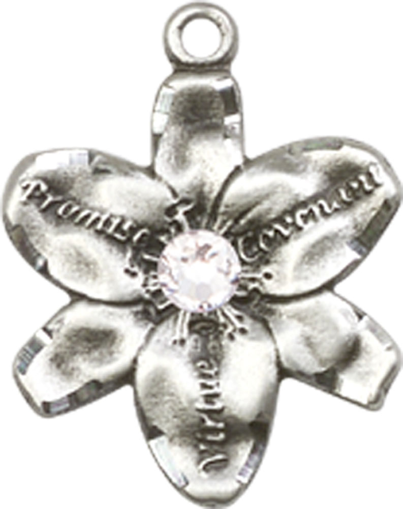 Sterling Silver Chastity Medal with a 3mm Crystal Swarovski stone