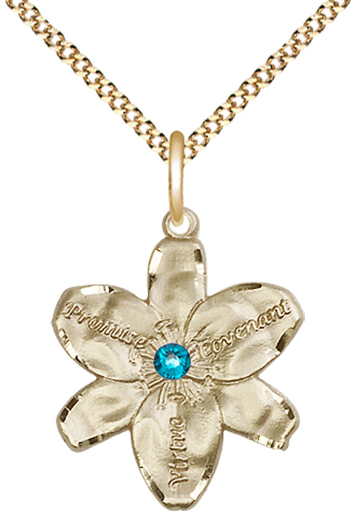 14kt Gold Filled Chastity Pendant with a 3mm Zircon Swarovski stone on a 18 inch Gold Plate Light Curb chain