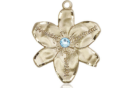 14kt Gold Filled Chastity Medal with a 3mm Aqua Swarovski stone