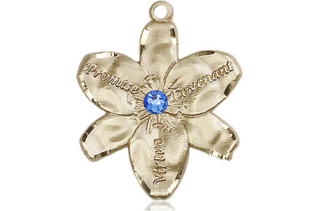 14kt Gold Filled Chastity Medal with a 3mm Sapphire Swarovski stone