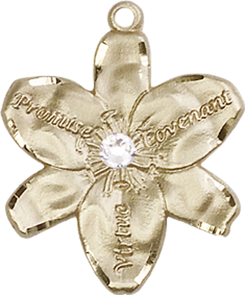 14kt Gold Chastity Medal with a 3mm Crystal Swarovski stone