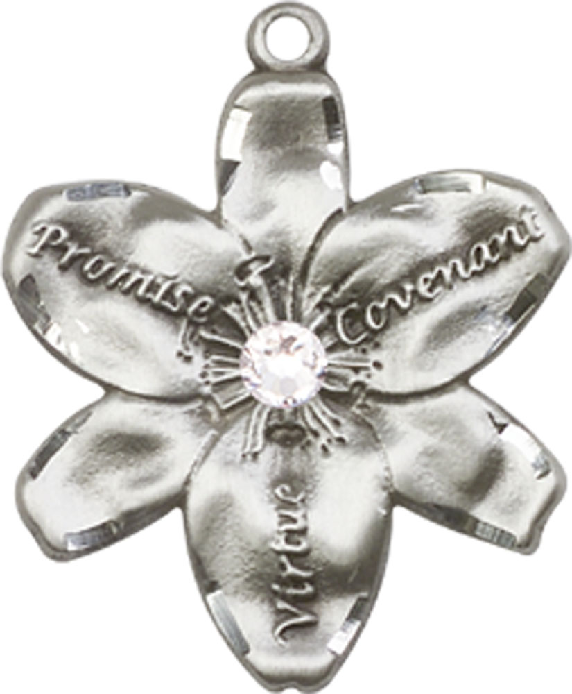 Sterling Silver Chastity Medal with a 3mm Crystal Swarovski stone