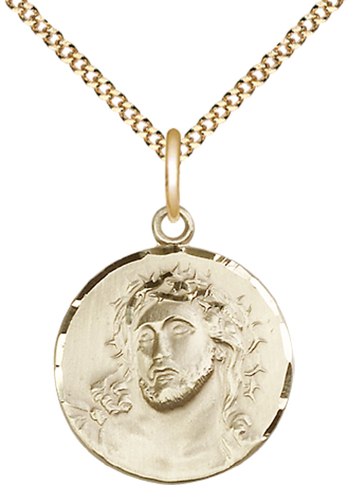 14kt Gold Filled Ecce Homo Pendant on a 18 inch Gold Plate Light Curb chain