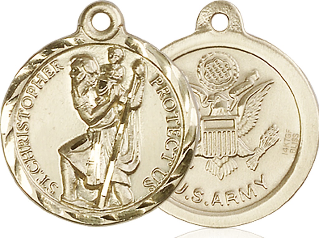 14kt Gold Filled Saint Christopher Army Medal