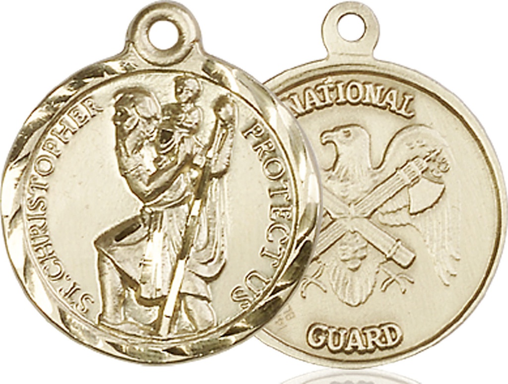 14kt Gold Filled Saint Christopher National Guard Medal