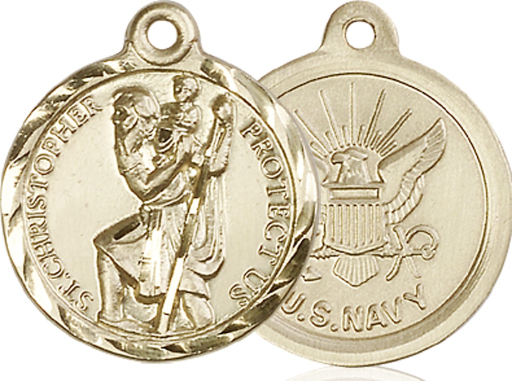 14kt Gold Filled Saint Christopher Navy Medal