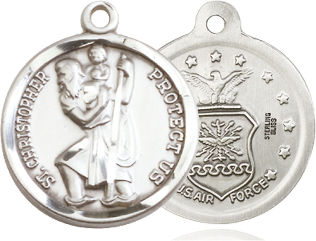 Sterling Silver Saint Christopher Air Force Medal