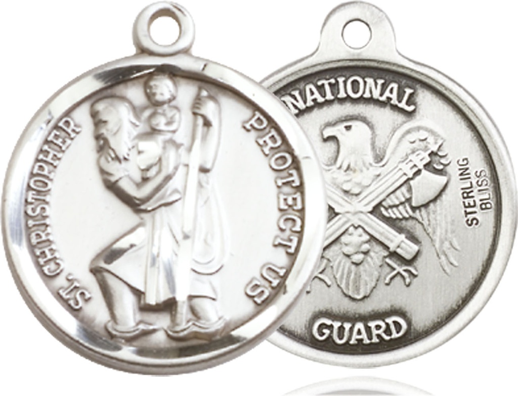 Sterling Silver Saint Christopher National Guard Medal