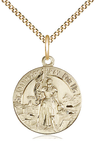 14kt Gold Filled Saint Joan of Arc Pendant on a 18 inch Gold Plate Light Curb chain