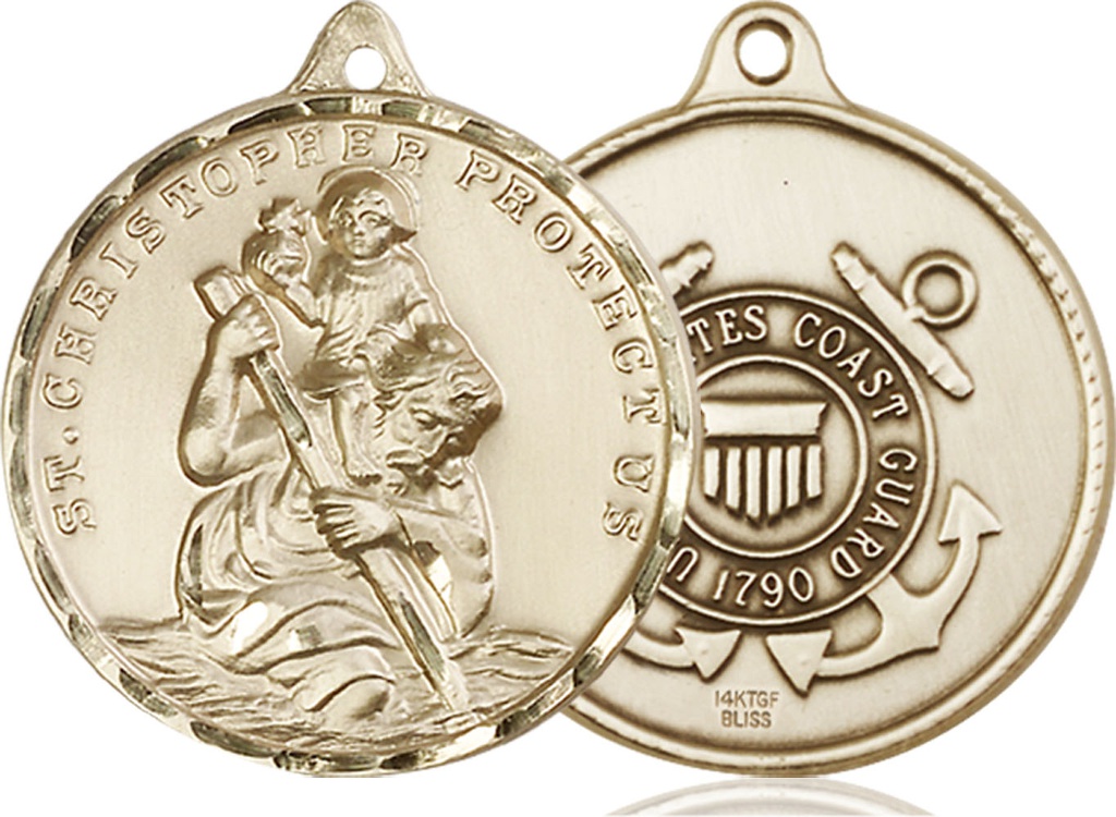 14kt Gold Filled Saint Christopher Coast Guard Medal