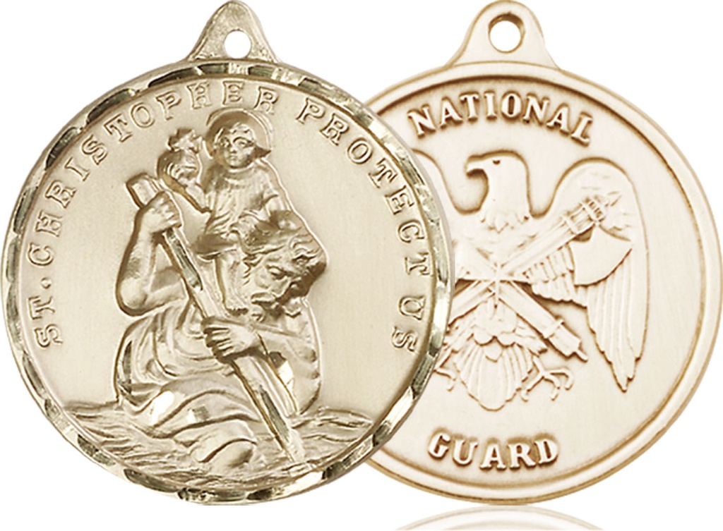 14kt Gold Filled Saint Christopher National Guard Medal